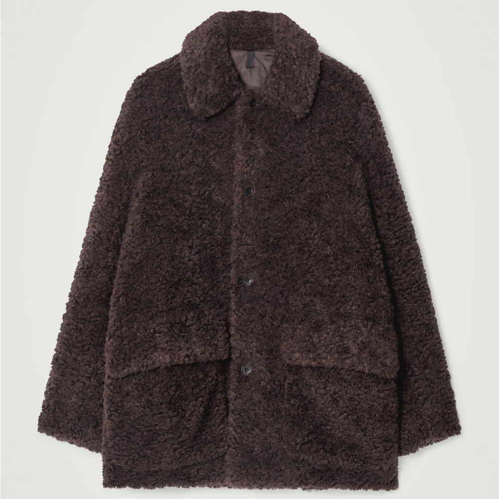 NWT COS Men's Brown Shearling Coat